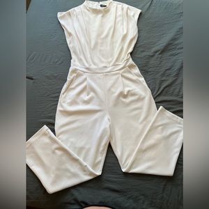 EXPRESS Cream/White Jumpsuit